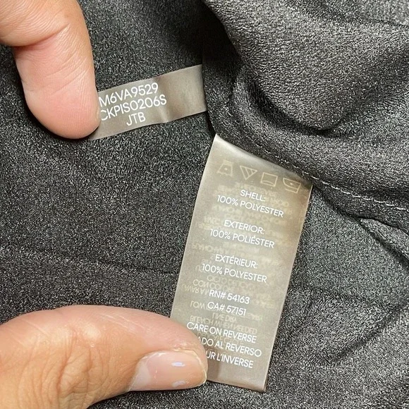 Calvin Klein Polyester Long Sleeve Button Up Black Top Womens Size Medium - Picture 7 of 8